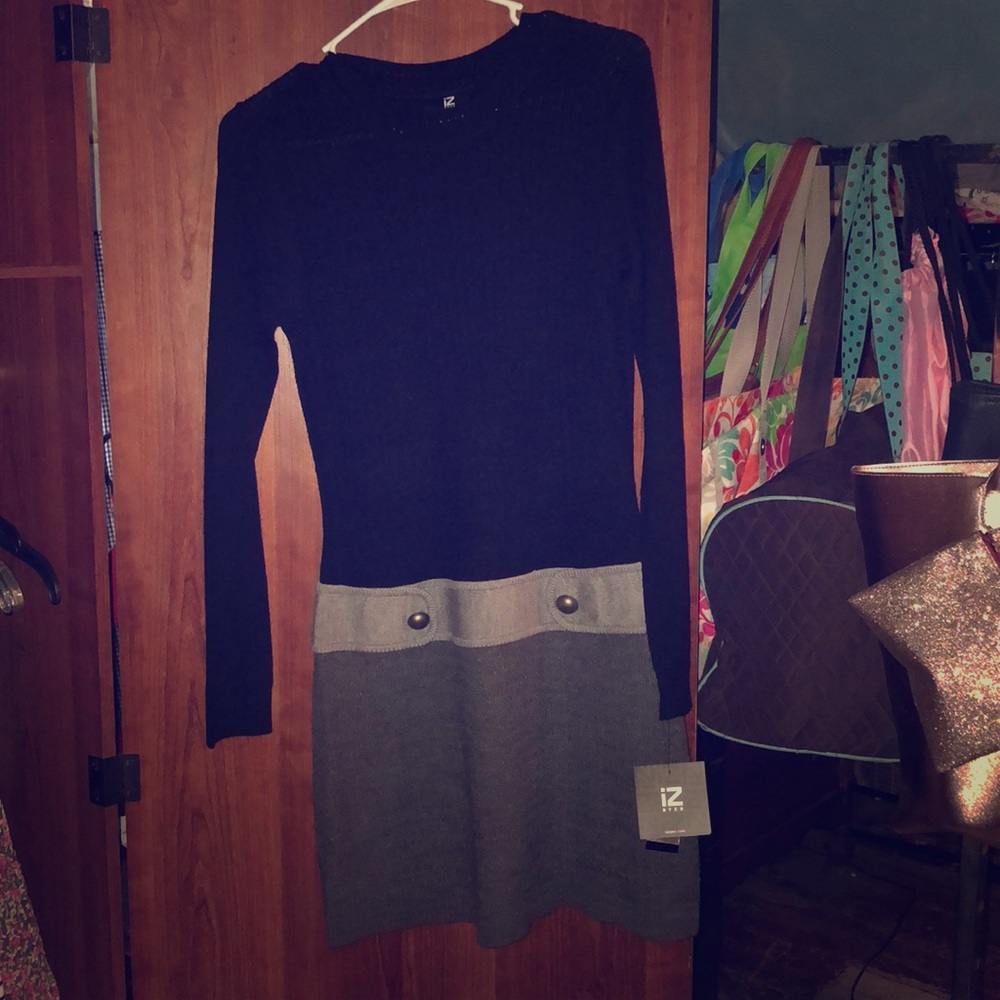 A knee high sweater dress